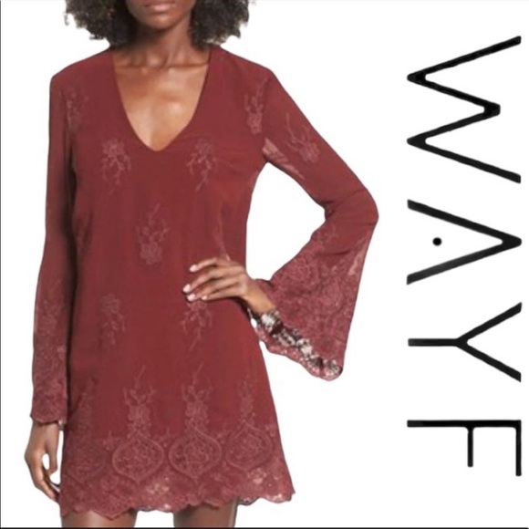 Embroidered Burgundy Tunic Dress - Picture 1 of 6